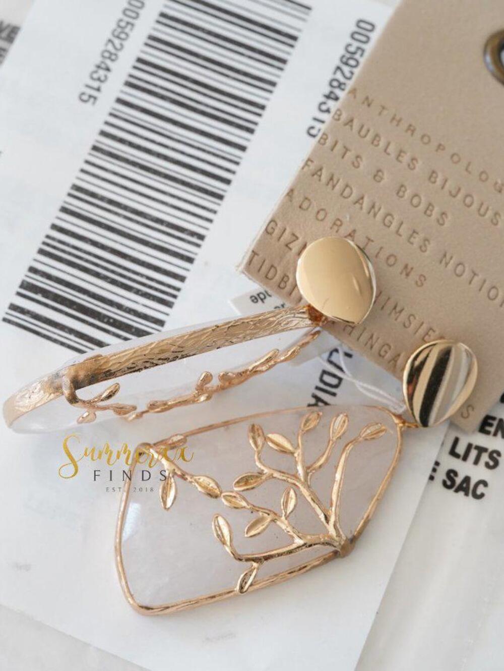 Anthropologie Nori Drop Earrings Clear Quartz - Picture 9 of 9